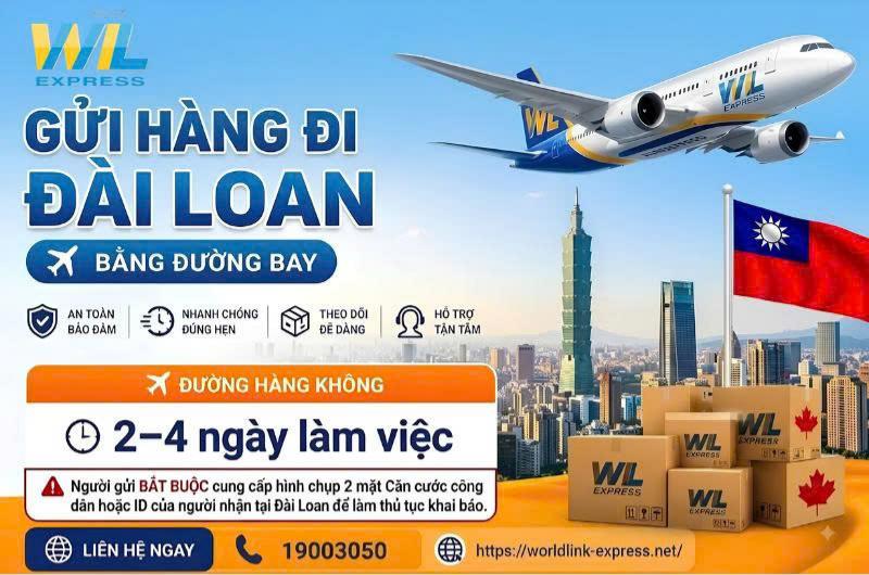 Các tuyến vận chuyển gửi hàng đi Đài Loan