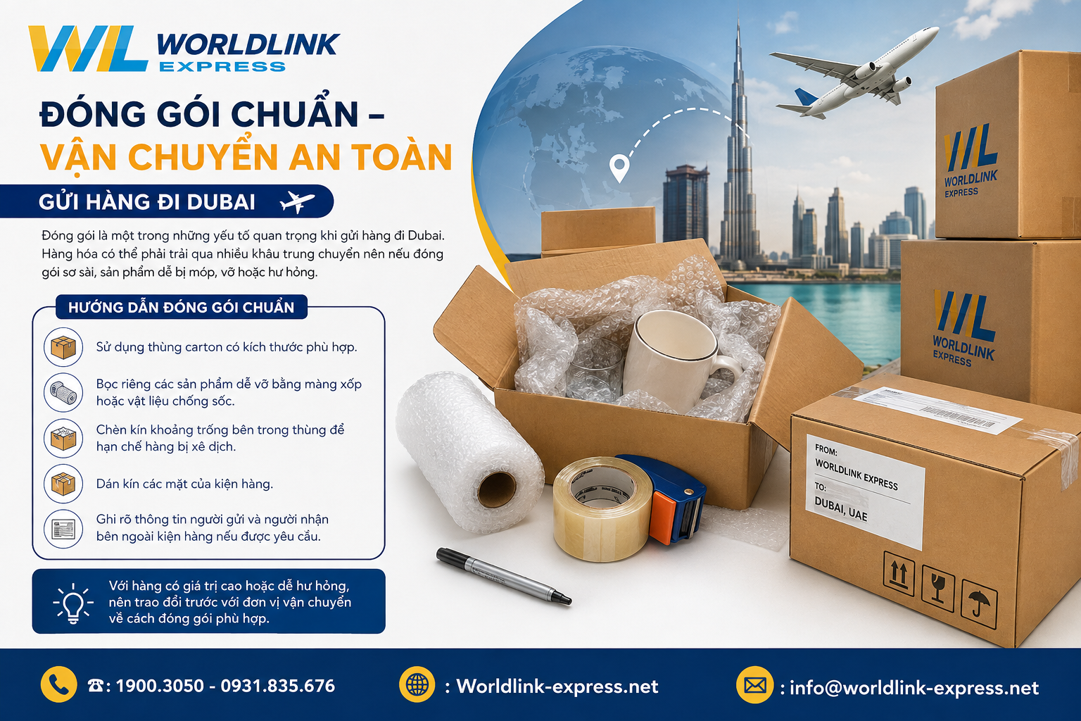 Lưu ý cách đóng gói chuẩn gửi hàng đi Dubai