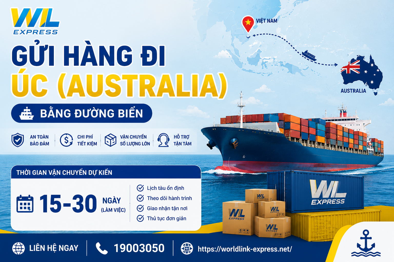 Gửi hàng đi Úc bằng đường biển