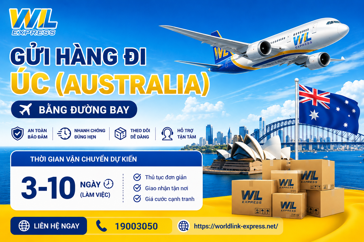 Gửi hàng đi Úc bằng đường hàng không