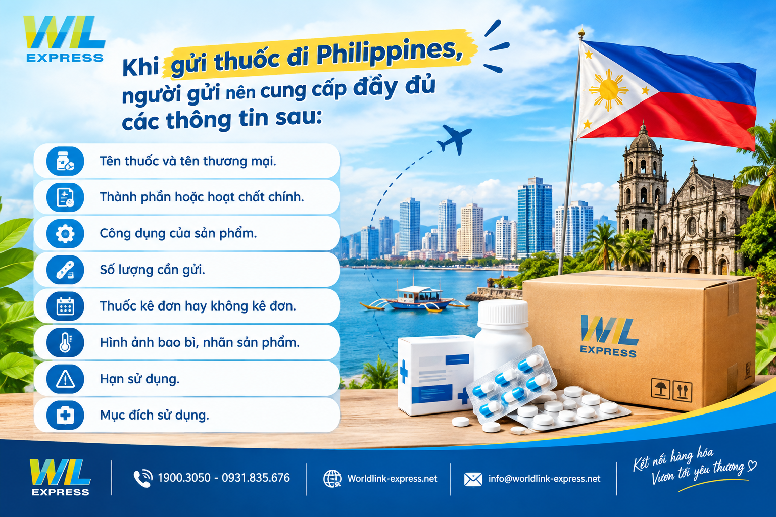 thông tin gửi thuốc và thực phẩm chức năng sang Phillippine