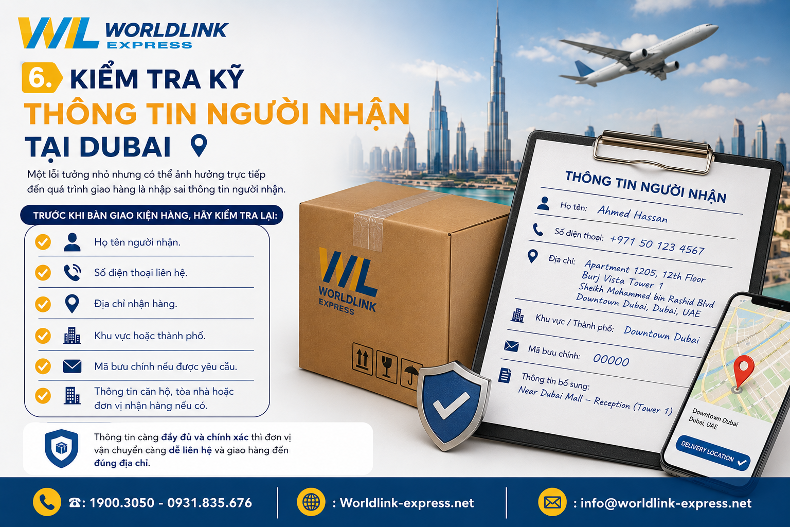 lưu ý kiểm tra thông tin người nhận khi gửi hàng đi Dubai