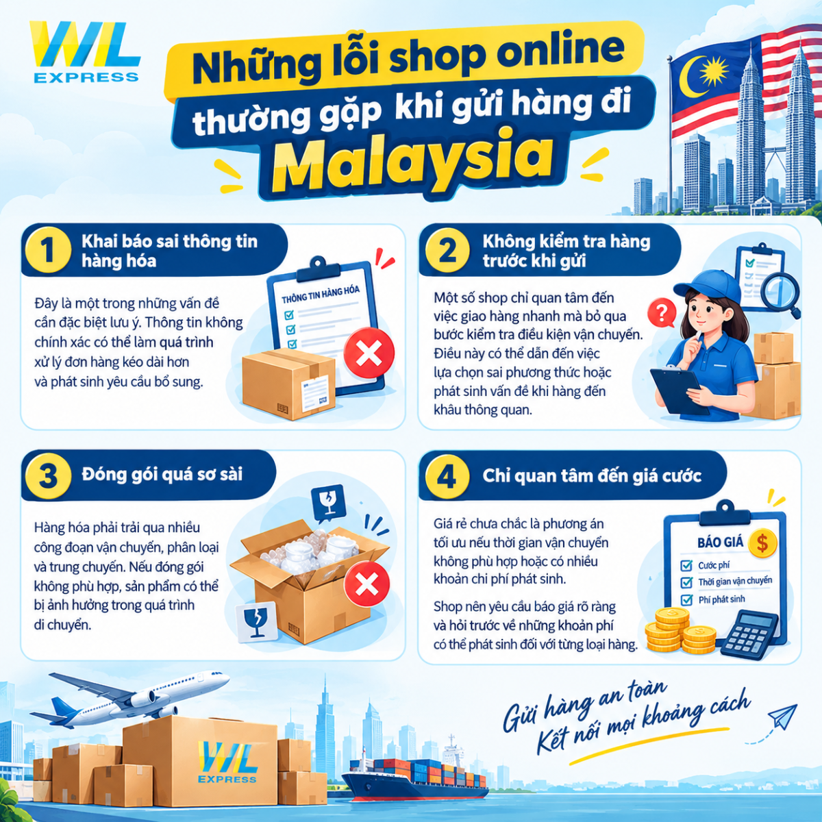 những lỗi shop online thường gặp khi gửi hàng đi malaysia
