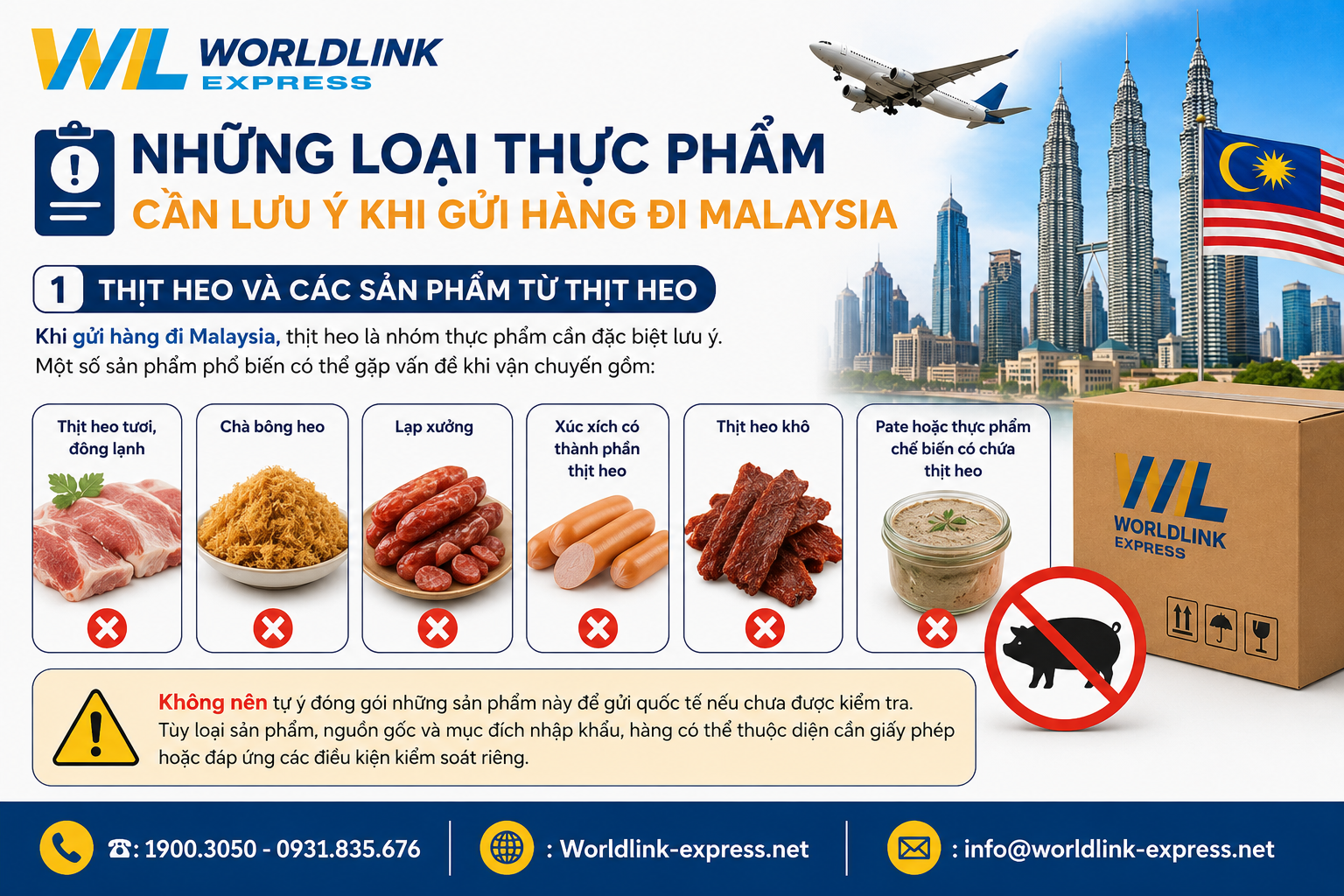 Thực phẩm bị cấm khi gửi hàng đi Malaysia